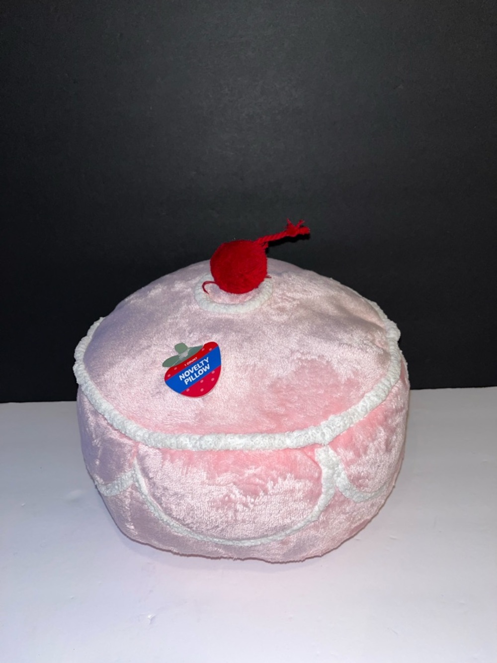 Plush Pink Cupcake Pillow with Cherry Top